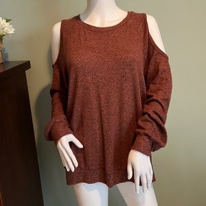 NWT Green Envelope Rust Cold Shoulder Sweater XL